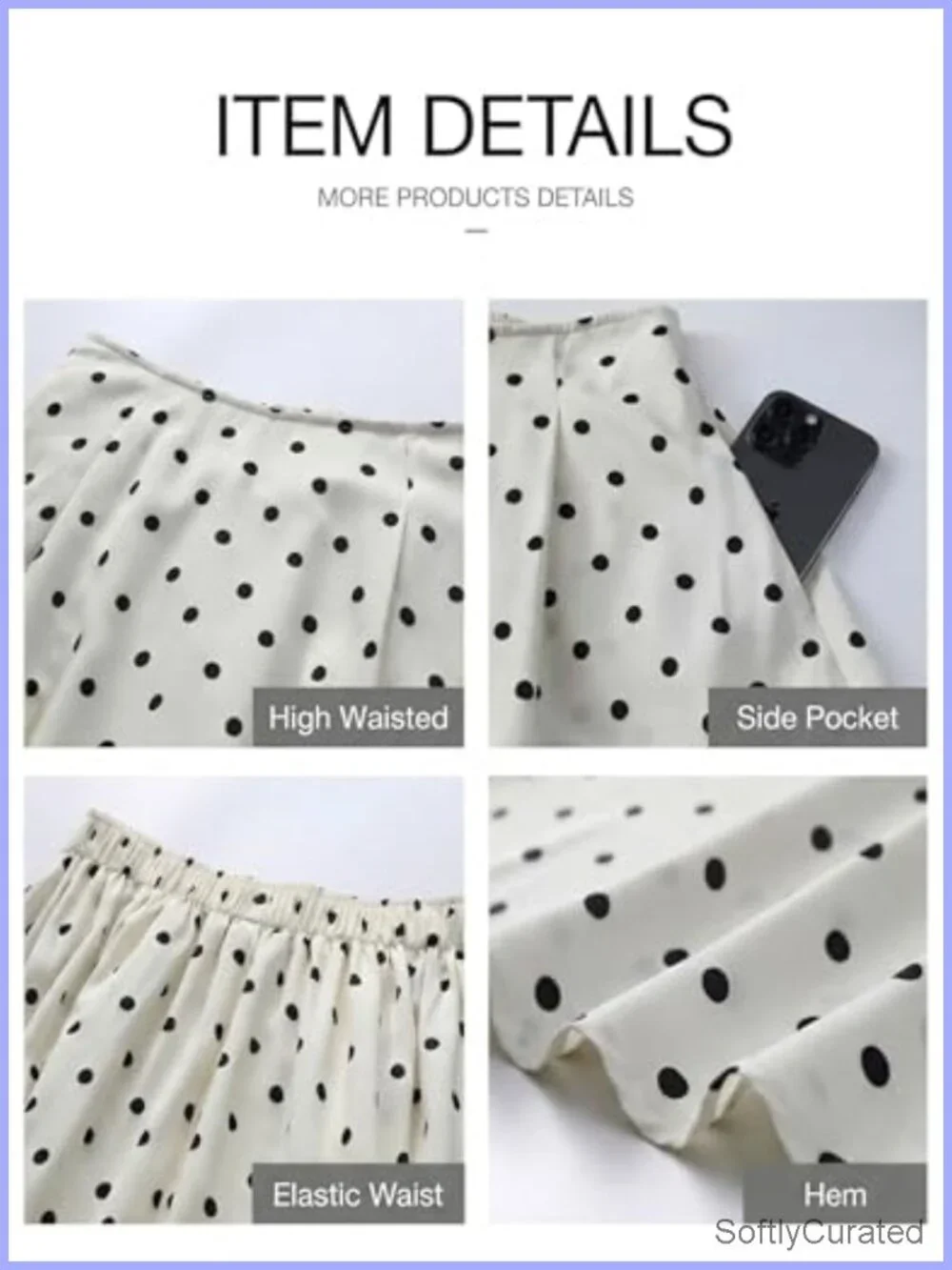 Women's Polka Dot Flowy Maxi Skirt A-Line with Pockets High Waisted